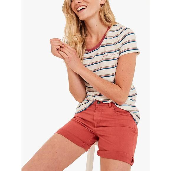 FAT FACE Womens Cotton Denim Shorts DEEP BERRY Sz 4 NWT